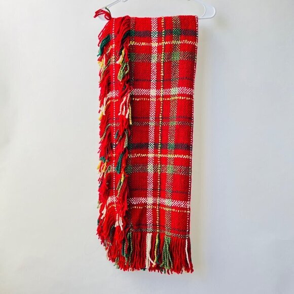 Bedford Collection home throw blanket, Red plaid, Made in USA - Picture 1 of 5